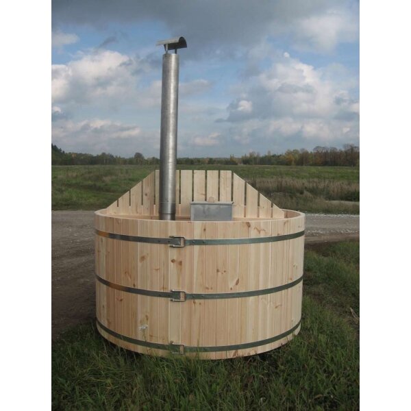 Hot Tub / Badezuber / Badetonne / Badefass aus Pinie 1,60m Ø mit externen Ofen
