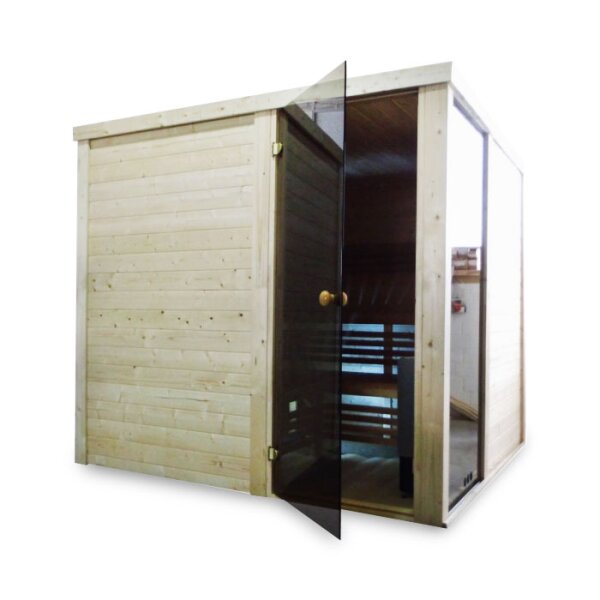 Premium Vario Massivholz Sauna M04 2,27 x 2,27m