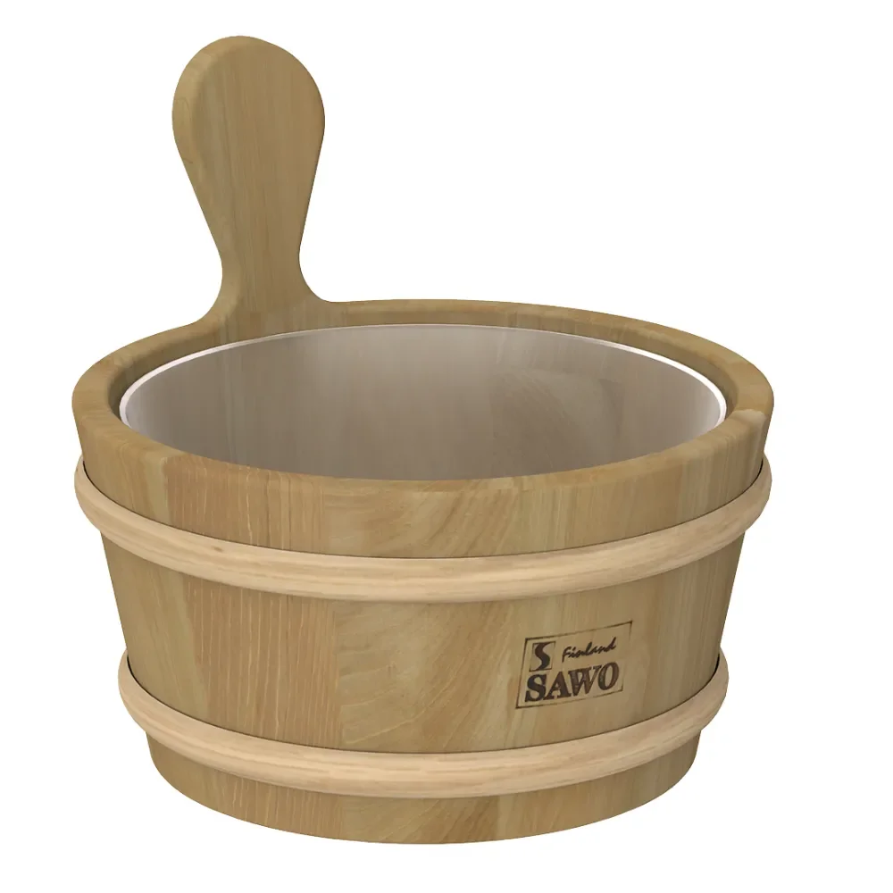 Sauna Aufgusseimer Zedernholz 4 L | Saunakübel aus Zeder mit Holzgriff, mit Kunststoffeinsatz für längere Haltbarkeit & einfache Reinigung