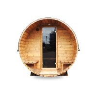 Fass-Sauna &quot;Premium Family-XL&quot; mit Vorraum und Terrasse