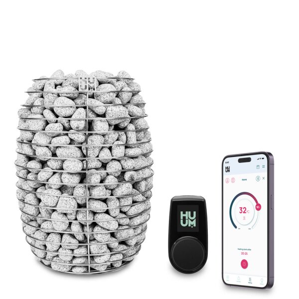 Saunaofen HUUM HIVE 15,0 kW inkl. Steuerung HUUM UKU App 4G mit runden Saunasteinen