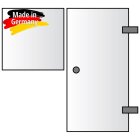 Glasfront mit integr. Tür (Typ 02) | 1500 x 2000 mm | 8 mm ESG Grau | Deluxe-Türgriff | Scharniere: Edelstahloptik