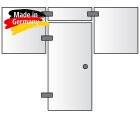 Glasfront mit integr. Tür (Typ 09) | 2000 x 2000 mm | 8 mm ESG Klar | Deluxe-Türgriff | Scharniere: Glanzverchromt