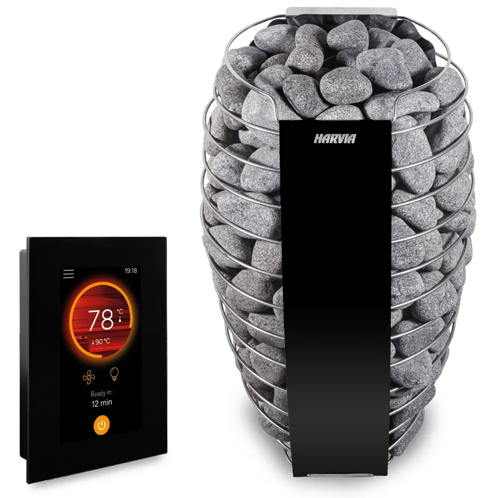 Saunaofen Harvia Spirit | Design Wandofen inkl. Fenix WiFi Steuerung, 6–9 kW, für kleine & mittlere Saunen