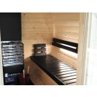Fass-Sauna "Premium-L" Black Edition mit Terrasse