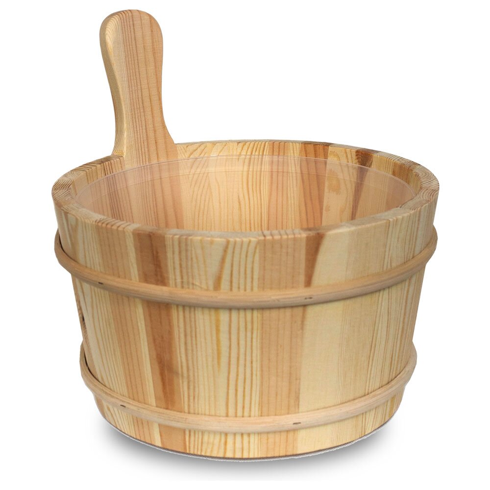 Aufgusseimer Kiefer 4 L | Saunakübel aus Kiefernholz mit Kunststoffeinsatz, für Aufgüsse, langlebig & pflegeleicht für den Einsatz in der Sauna | 