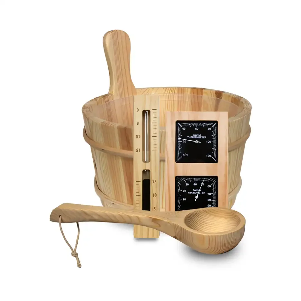 Saunazubehör Set 4 Teilig aus Kiefer