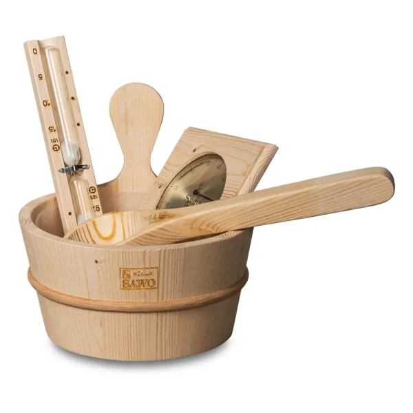 Saunazubehör Set 5-Teilig aus Fichte