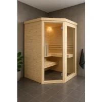 Eckpfosten zum Bau einer 70 mm Massivholzsauna | Fichte | 2,00 Meter | 180&deg; | Doppelseitige Nut (70 mm)