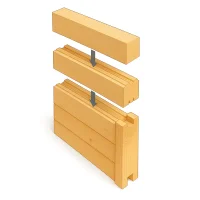 Eckpfosten zum Bau einer 70 mm Massivholzsauna | Fichte | 2,00 Meter | 180&deg; | Doppelseitige Nut (70 mm)