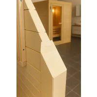 Eckpfosten zum Bau einer 45 mm Massivholzsauna | Espe | 2,00 Meter | 60&deg; | Doppelseitige Nut (45 mm)