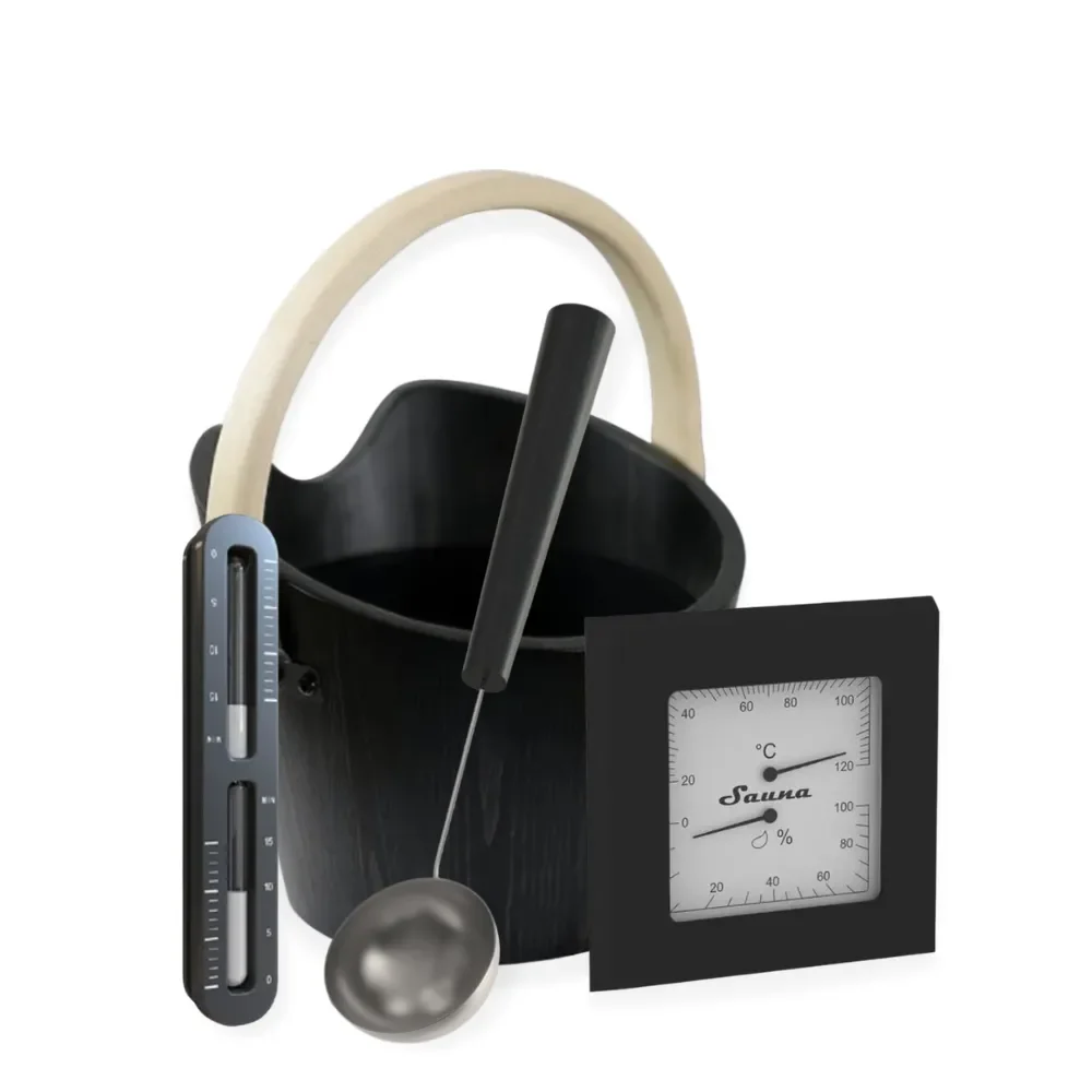 Saunazubehör Set 4 Teilig Schwarz