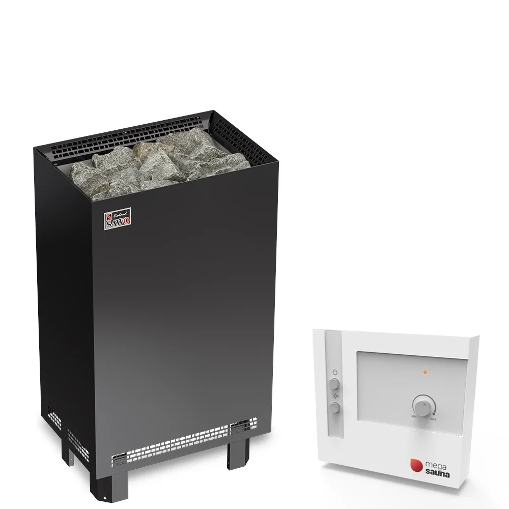 Saunaofen SAWO Nordex S Black inkl. Steuerung finBASIC und eckigen Saunasteinen