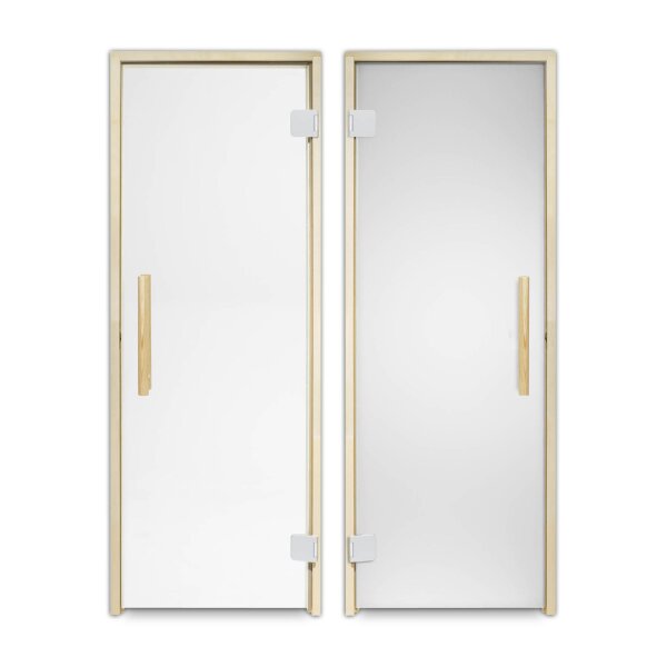 Saunatür Premium "Deluxe" 80cm 200cm Klar satiniert Espe mit Schwelle